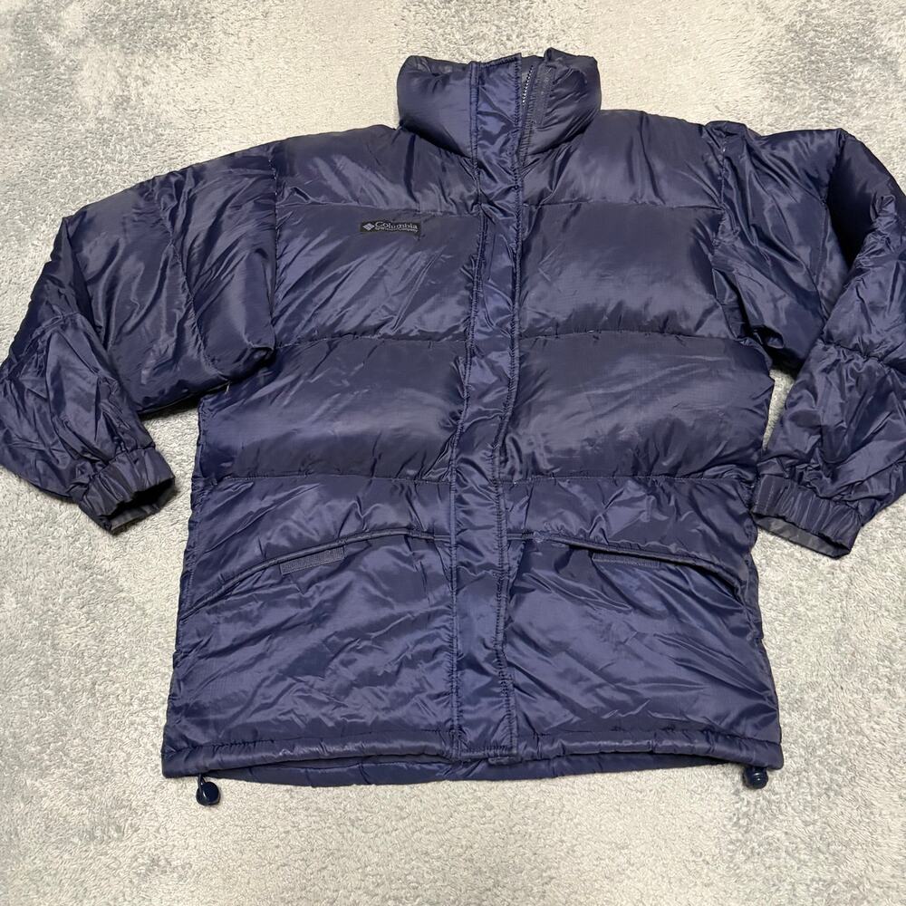 Columbia Down Puffer Jacket Womens Small Blue quilted Coat Vintage Winter